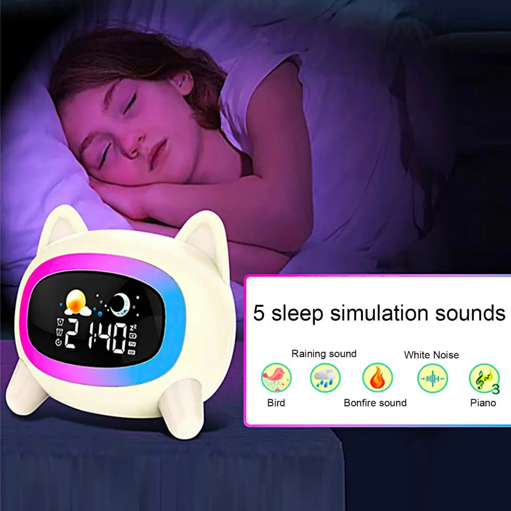 

Digital Alarm Clock Dual Timing Luminous Funny Night Light Rechargeable Cartoon Toddlers Sleep Training Smart Desk Clock Dorm Su