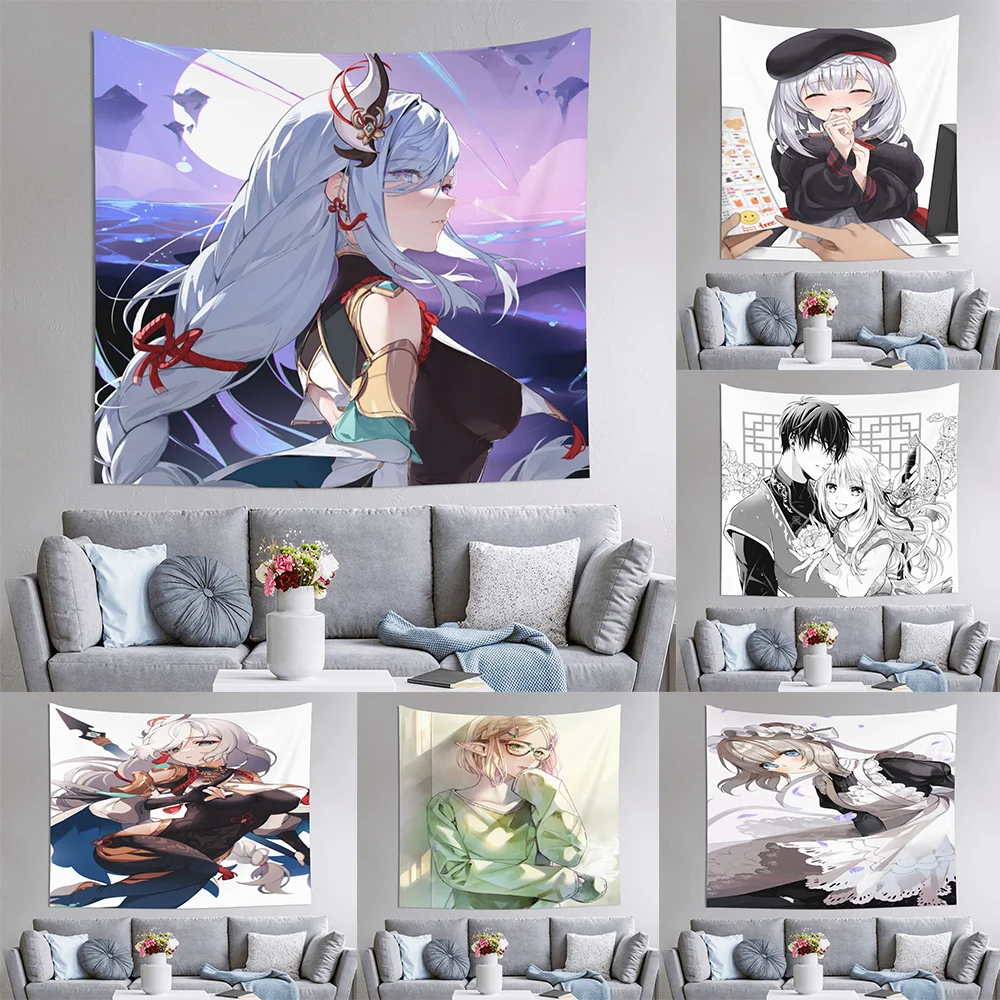 

Hanging Cloth Background Fabric Ins Girls Room Decoration Dormitory Bedroom Wall Bedspread Cloth Animation Tapestry Aesthetics