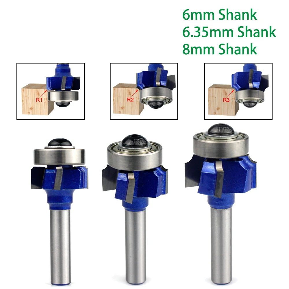 

6mm/6.35mm/8mm Shank Z4 Corner Round Router Bit R1 R2 R3 Trim Edging Woodworking Mill Classical Cutter Bit for Wood