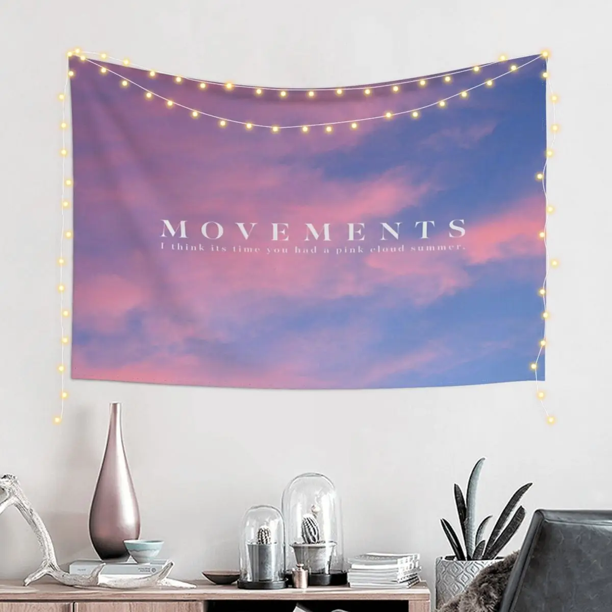 

Летний Настенный декор с розовыми облаками, гобелен с зажимами с зазубринами, декоративный праздничный полиэстеровый подарок на день рожде...