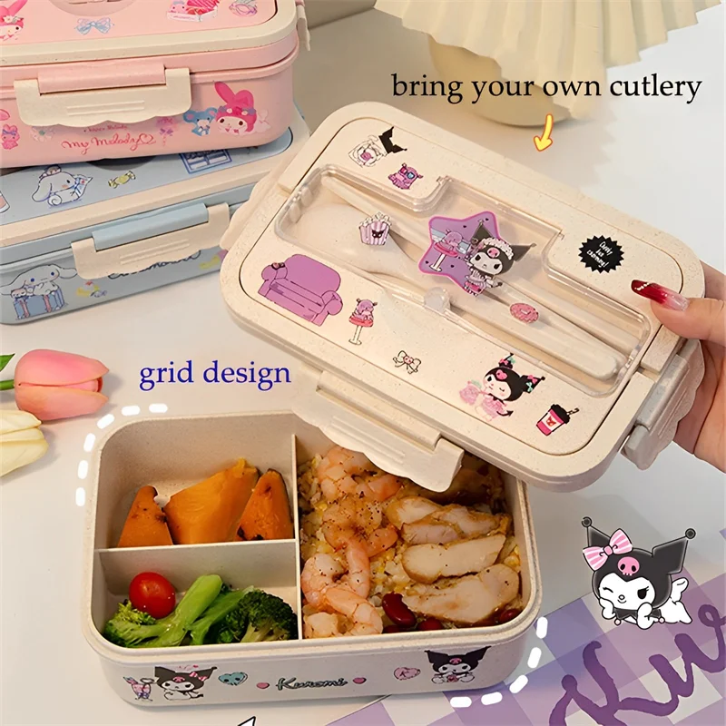 

Sanrio Kawaii Kuromi Fresh-keeping Box Cartoon Cinnamon Roll Large-capacity Lunch Box Food-grade Fruit Box Portable Tableware