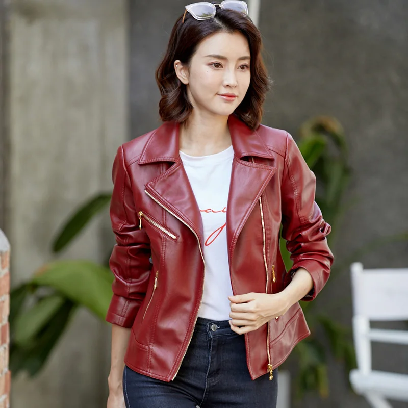 

New Casual Leather Jacket Women Autumn Winter 2022 Fashion Classic Blazer Collar Easy To Match Loose Short Leather Coat Mother