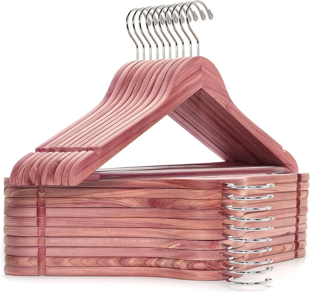 

Amber Home American Red Cedar Hangers 30 Pack, Smooth Finish Wood Coat Hangers for Suit Shirt, Aromatic Cedar Clothes Hangers