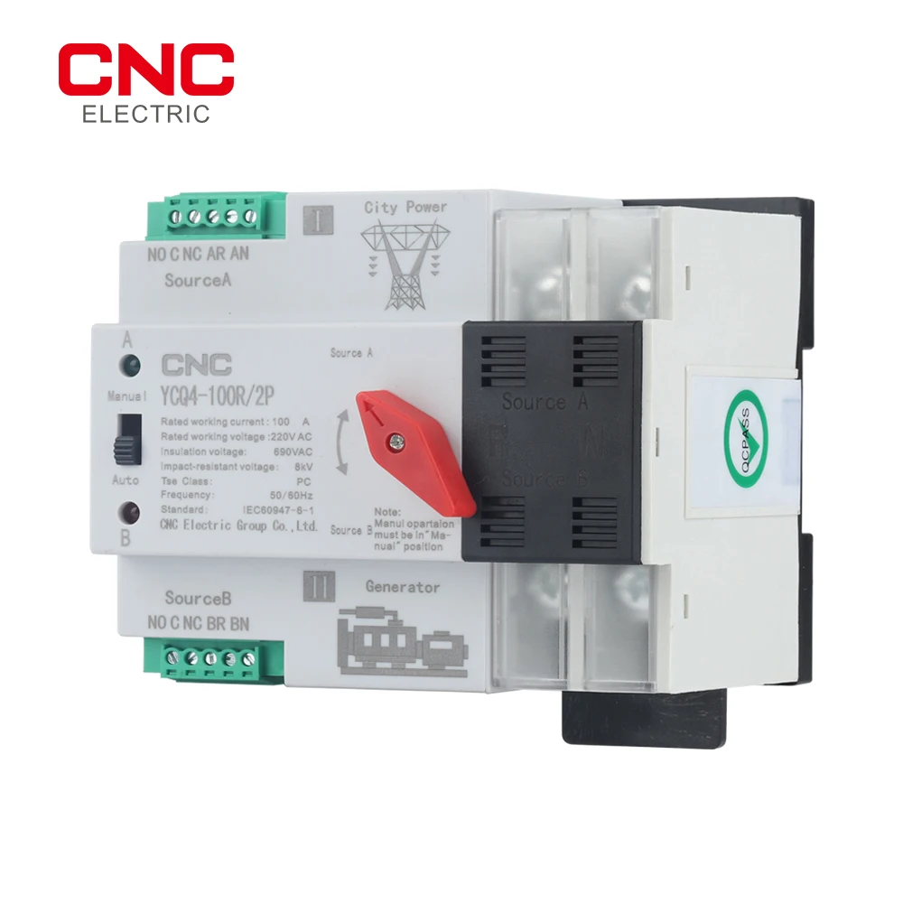 CNC Din Rail ATS YCQ4-100R/2P двойной автоматический переключатель питания электрические