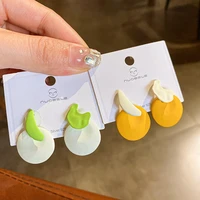 silver needle geometric cute irregular banana stud earring for women girl design korean fashion jewelry wholesale cuteromantic