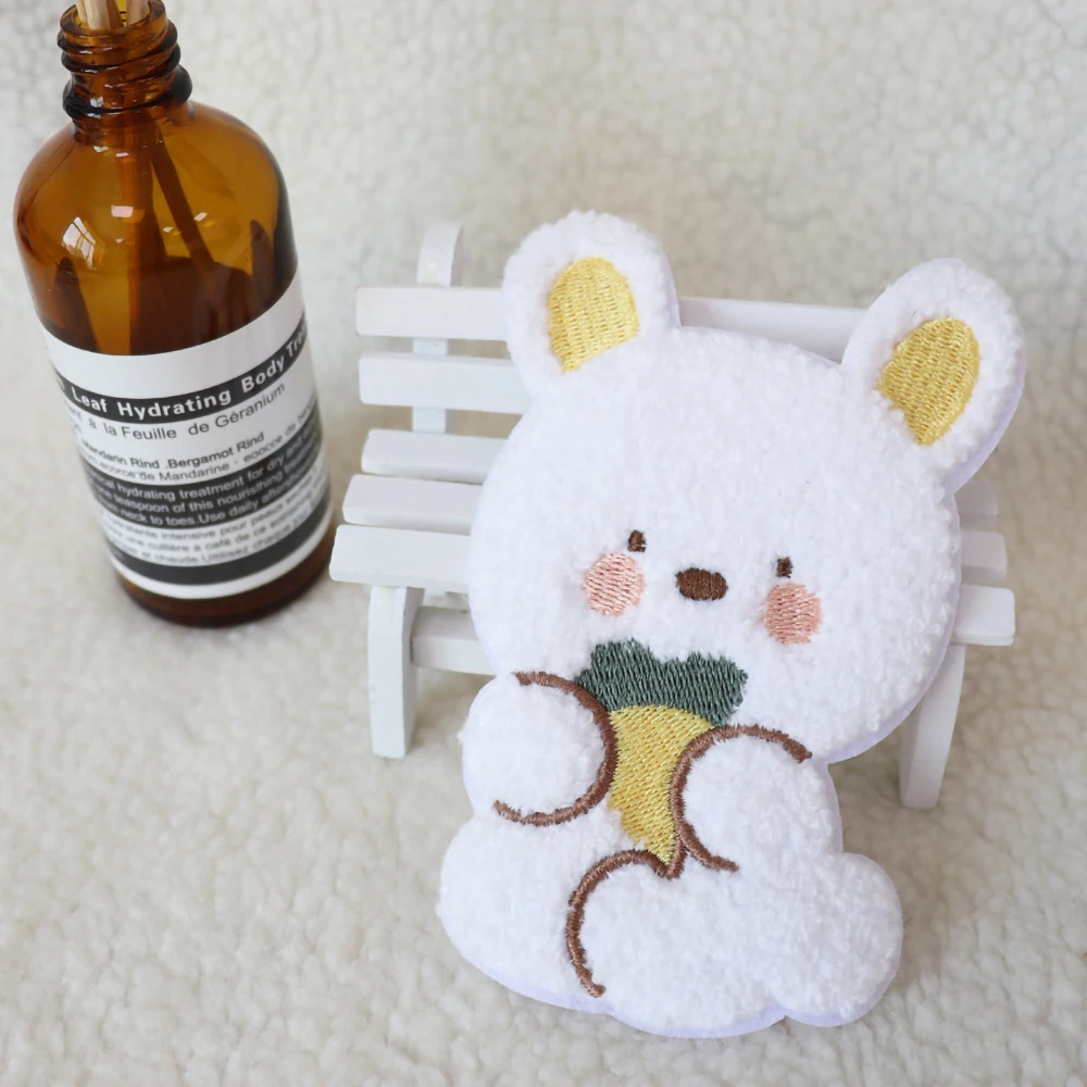 

Большая опалесцентная плюшевая Милая мультяшная вышитая нашивка в виде кролика, «сделай сам», полотенце для сумки, декоративная ткань, накл...