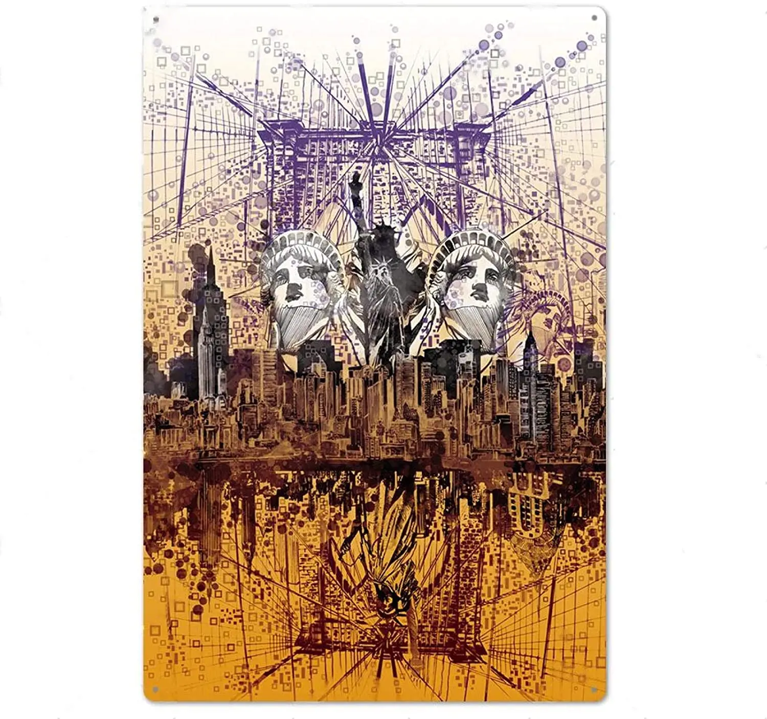 

Металлический знак, винтажный Американский пейзаж Нью-Йорка, жестяной постер, металлическая Настенная картина для дома, искусство, искусст...