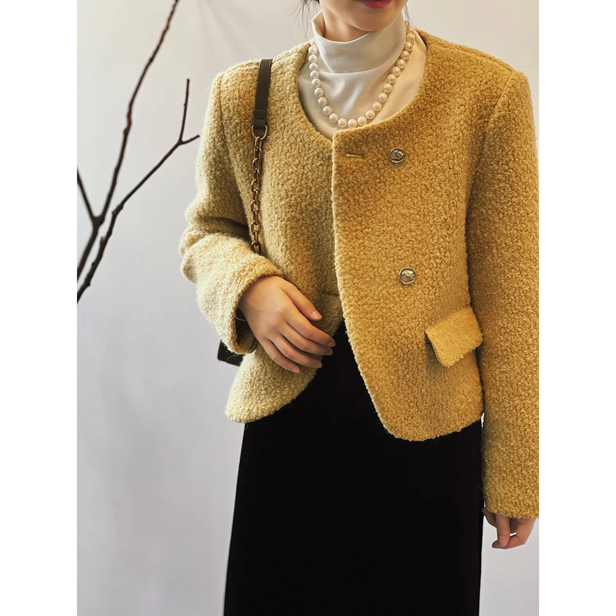 

Зимнее Стеганое пальто 20022, женская короткая куртка Тедди, элегантное пальто с откидной крышкой и пуговицами спереди