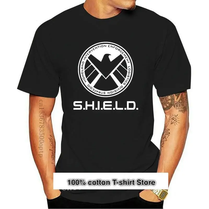 

Camiseta con estampado de Marvels Agents Of Shield para hombre, camisa negra de manga corta de algodón, Hip-Hop, nueva