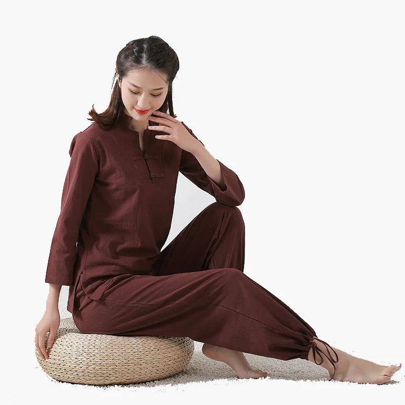 

New Adults Tai chi Uniform Cotton Linen High Quality Wushu Kung fu Clothing For Women And Man Martial arts Wing Chun Suit 2022