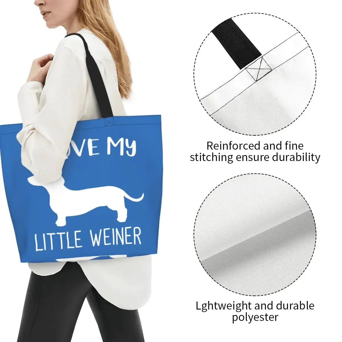 Сумка для покупок из ткани с принтом I Love My Little Weiner