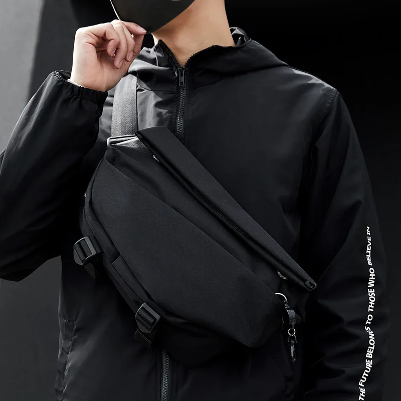 

Premium Solid Men's Crossbody Bag Large Capacity Multifunction Oxford Waterproof Antitheft Fashion Commute Casual Sling Bag