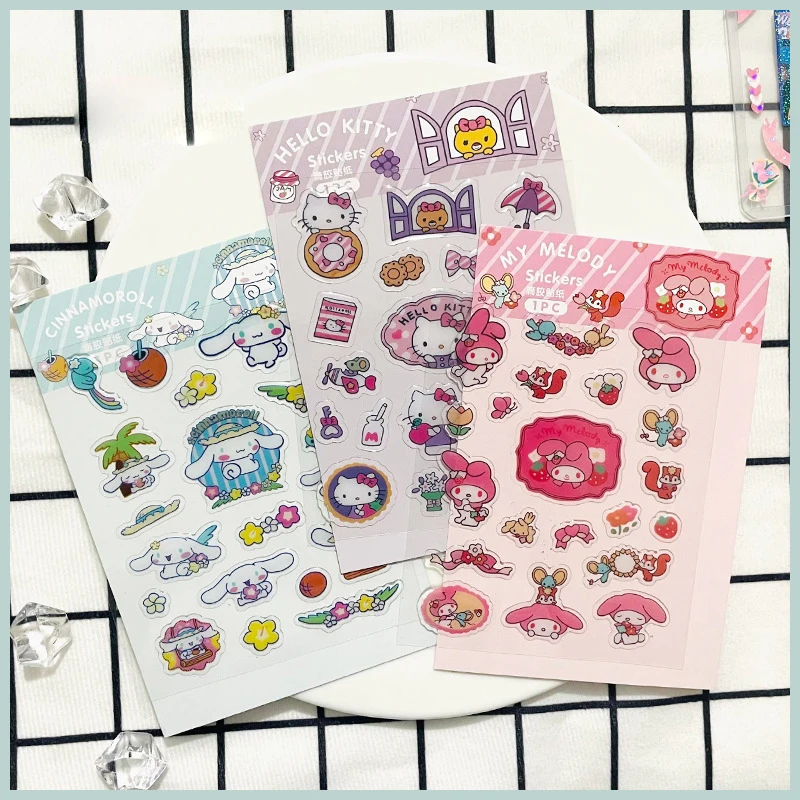 

Sanrio клейкая наклейка аниме мультфильм Ins девушка сердце Желейная Наклейка 3d три-наклейка ручная учетная запись Goo карта наклейка