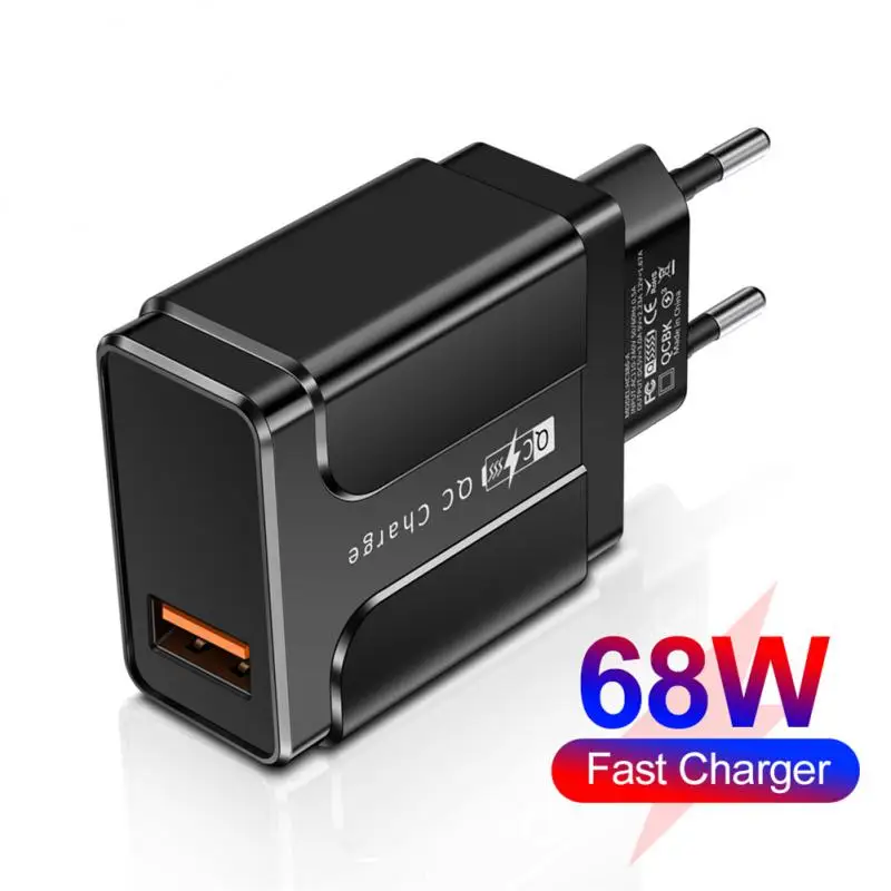 

Wall Charger 68w Fast Chaging Portable Pc Flame Retardant Eu/us/uk Plug Phone Accessories Usb Charger 1 Ports Universal Mini