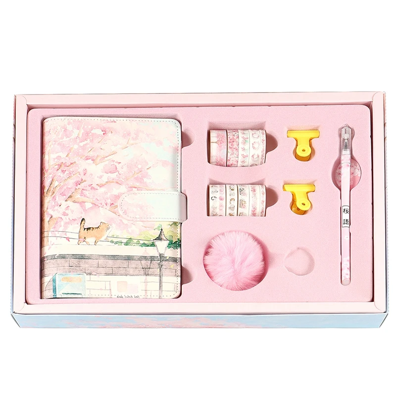 

Cherry Blossom Sakura 80 Sheet A6 Loose-Leaf Notebook Journal Agenda Planner Set Stationery,Hand Account Book