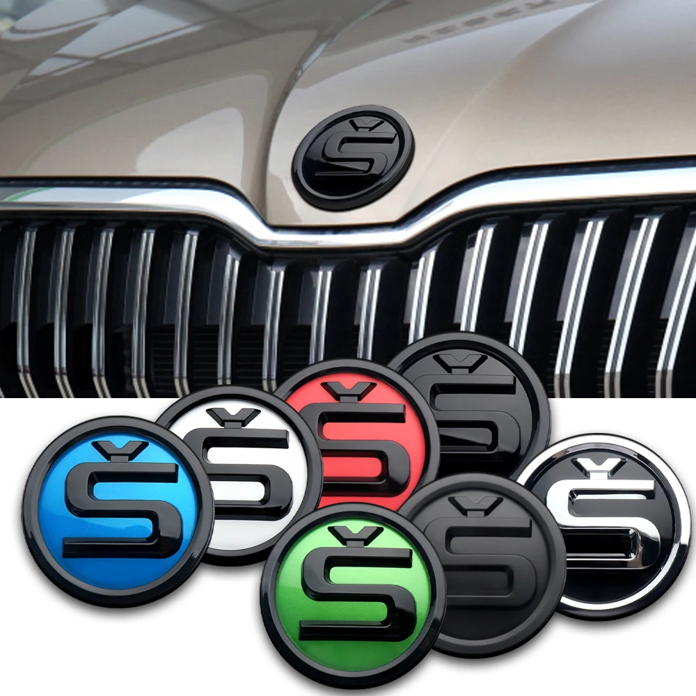 

1PCS 3D ABS Car Hood Bonnet Front Grille Rear Trunk Emblem Badge Sticker for Skoda S LOGO Octavia Fabia 1 Kodiaq Yeti Superb VRS