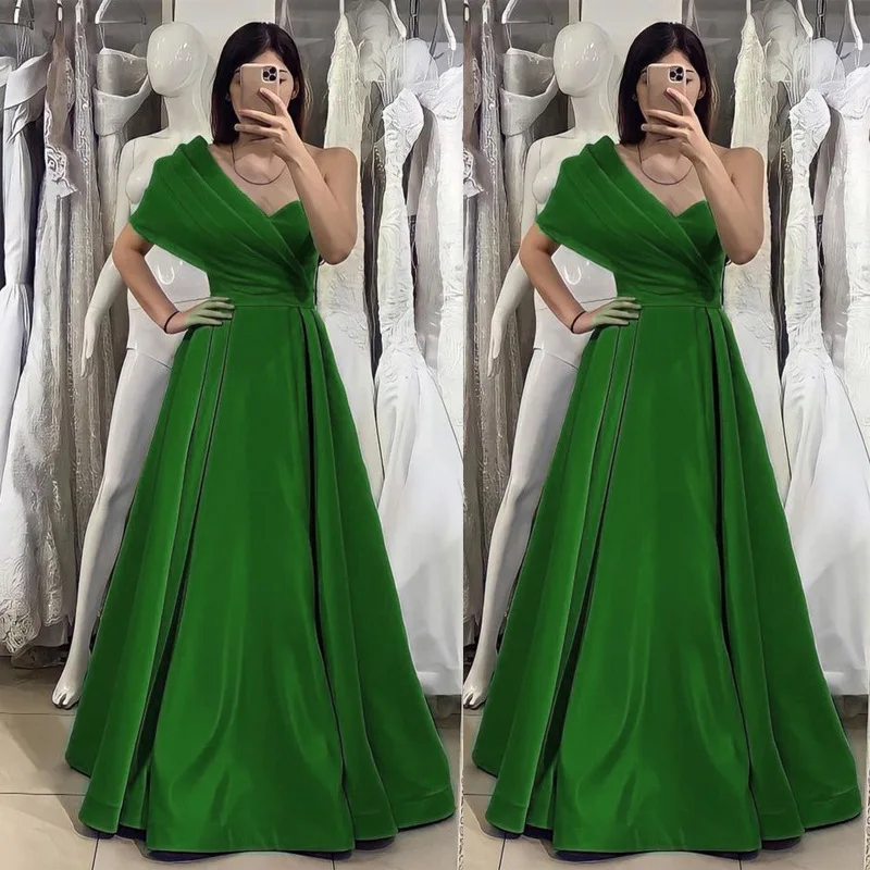 

Mandylandy Women Elegant Satin Evening Dress Fashion Sexy One Shoulder High Waist Corset Halter Party A-line Dress