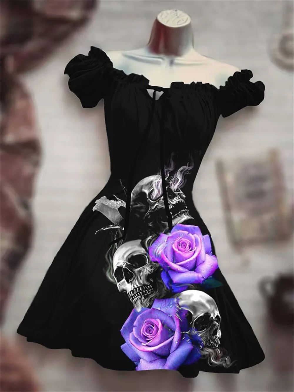 

Ladies Dress Hip Hop Funny Horror Skeleton 3D Print Summer New Women Dress Street Fashion Casual Everyday High Street Style