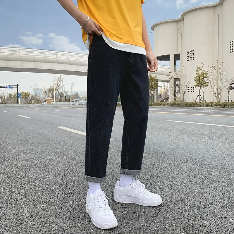 Hipster Jeans Harlan Pants for Men Summer Thin Straight Leg, Loose Stretch, Versatile, Small Foot, Nine-minute Pants