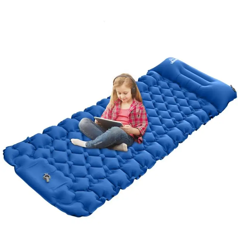 

2023 Outdoor Camping Sleeping Pad Inflatable Mattress Sleeping Pad With Pillows Ultralight Air Mat Built In Inflator Pump Hiking