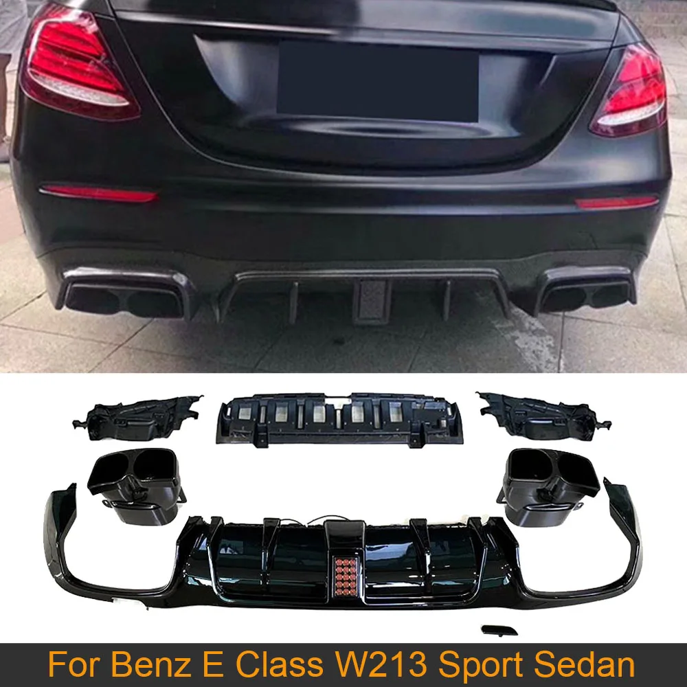 

Диффузор для заднего бампера W213 с наконечниками выхлопных газов для Mercedes Benz E Class W213 Sport Sedan 2017-2020 диффузор для заднего бампера PP