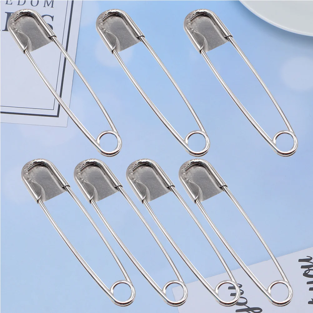 

7 Pcs Giant Blanket Safety Pins Stainless Steel Wire 12.7X2.6cm Silver Extra Large