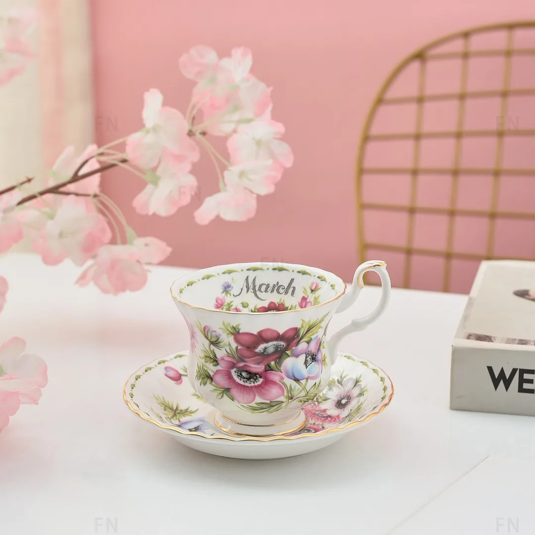 Набор чашек Royal Bone China с цветочным принтом, цветочный сервиз, кофейная чашка, блюдце, подарочная коробка для дома, роскошь (art.: 3920d46fe0927) - 3920d46fe0927
