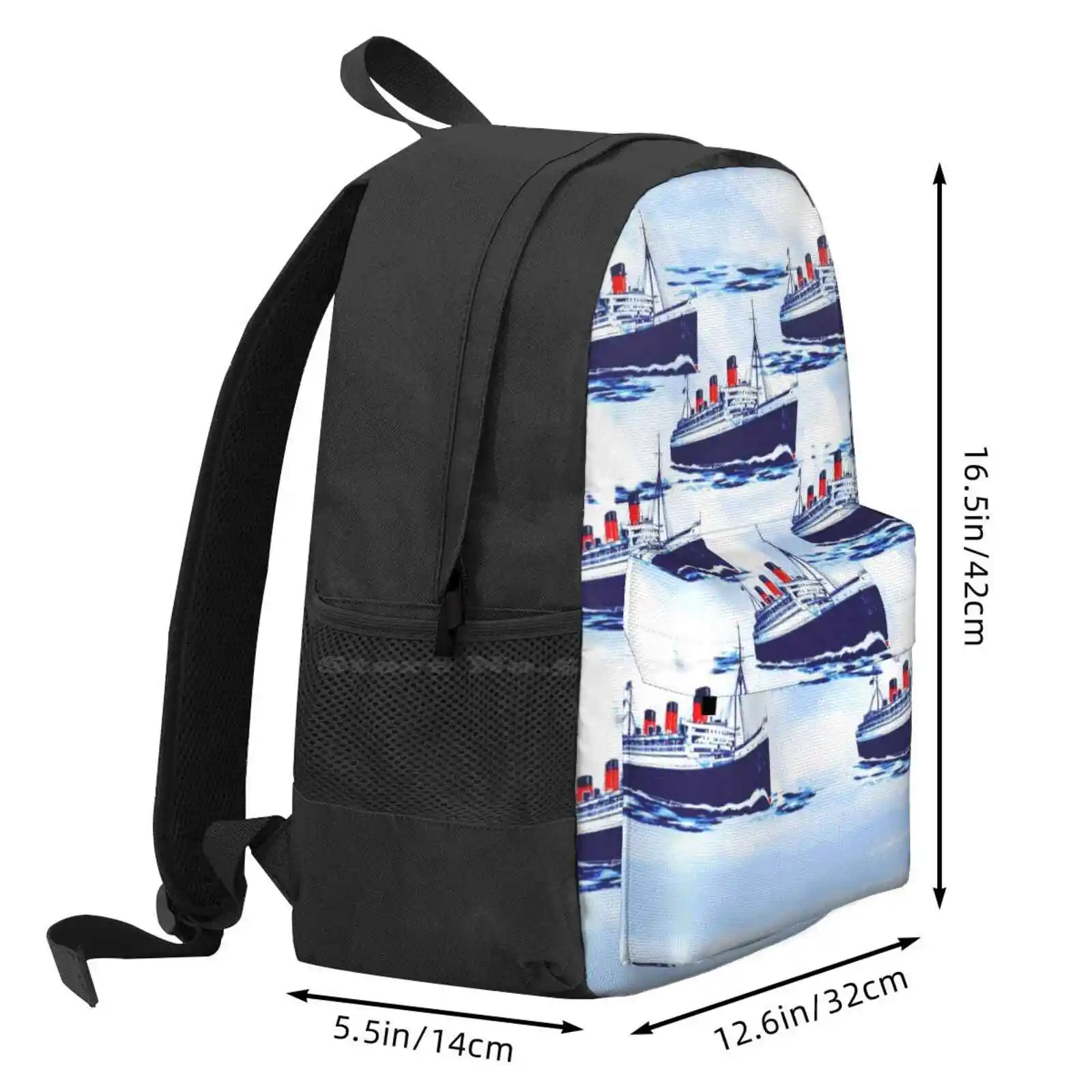 Школьный ранец с рисунком лодки модный рюкзак акварелью синий красный белый узор