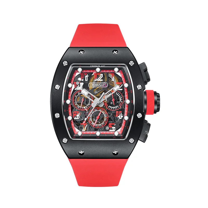 CRONUSART Мужские часы-хронограф 50 мм * 44 Tonneau Автоматические механические наручные