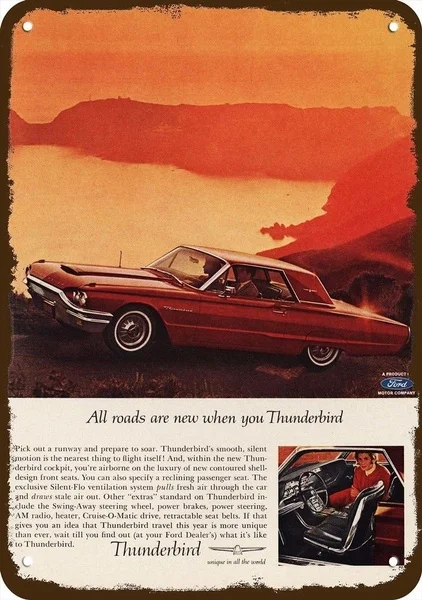 

1964 Ford Thunderbird красный спортивный автомобиль винтажный металлический знак