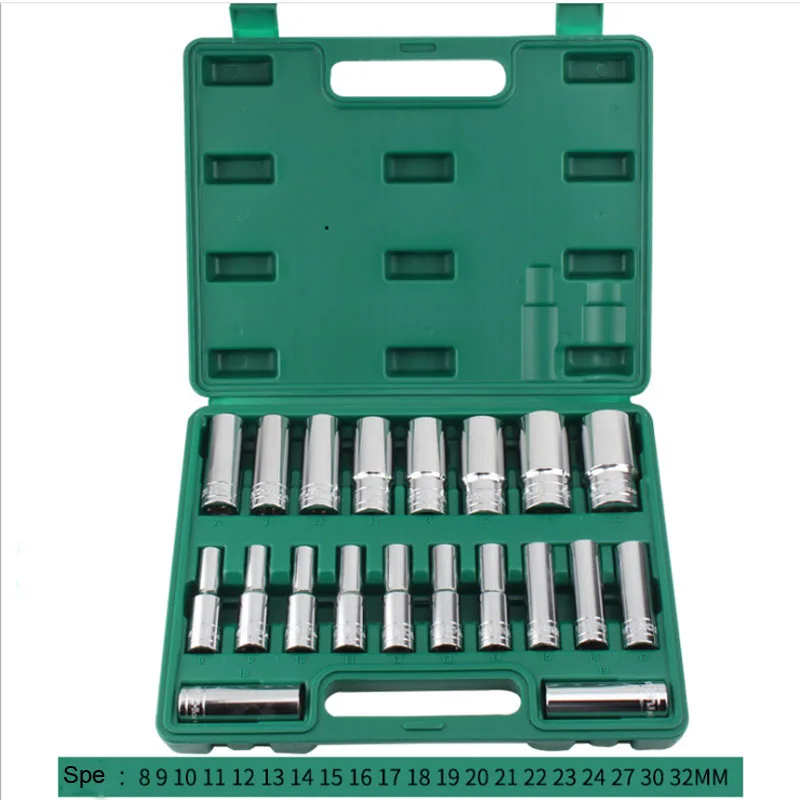 

1/2 inch 10/15/20 Pcs Mirror Polished Ratchet Wrench Socket Set 78mm Deep Hex Torx Socket Hand Tool Kit For Car Repair Tool