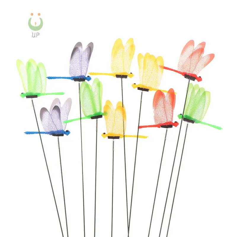

10Pcs Dragonfly Stakes 3D Outdoor Simulation Dragonfly Stakes Plant Lawn Decor Stick Flower Pot Garden Yard Art Decoration