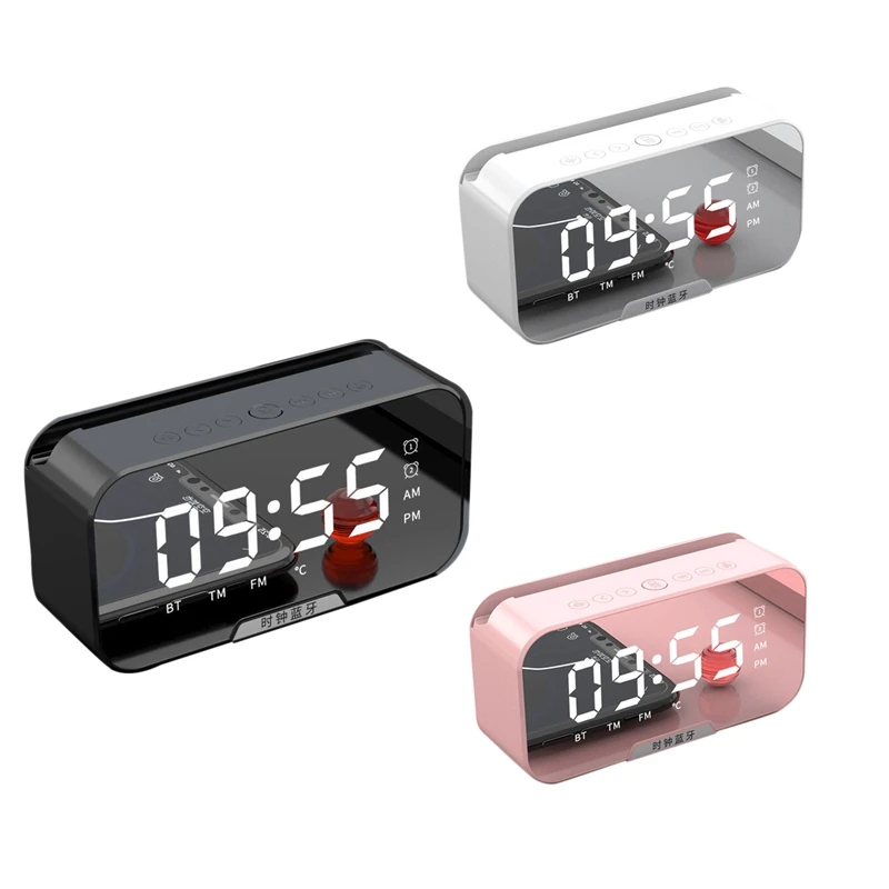 

Беспроводной Bluetooth динамик Настольный светодиодный цифровой будильник поддержка TF с FM портативный USB звуковая коробка для дома и улицы