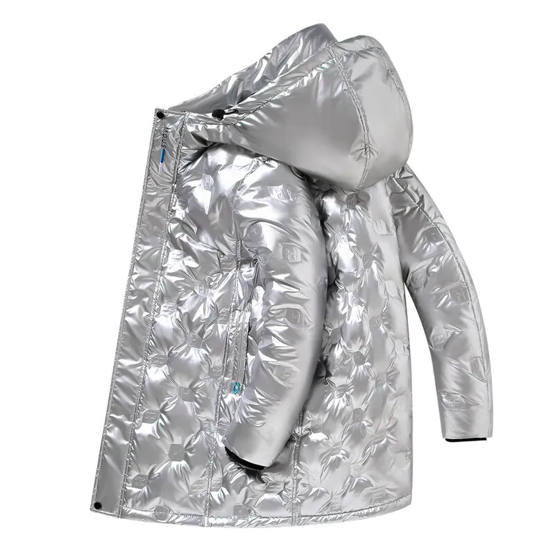 Men's Clothing Down Jacket Medium Length New Pressed White Duck Down Jacket Hooded Outdoor Clothing Warm and Waterproof