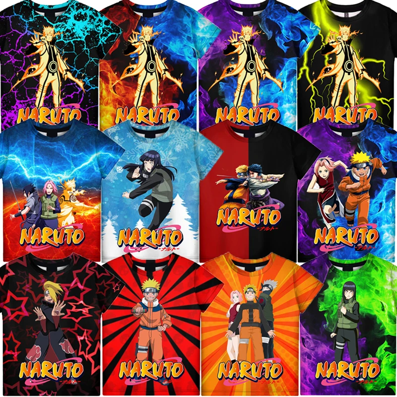

Children's T-shirt Naruto 3d Short Sleeve Printed T-shirt Anime Role-playing Boy Cool Children's Shirt Fashionable T-shirt