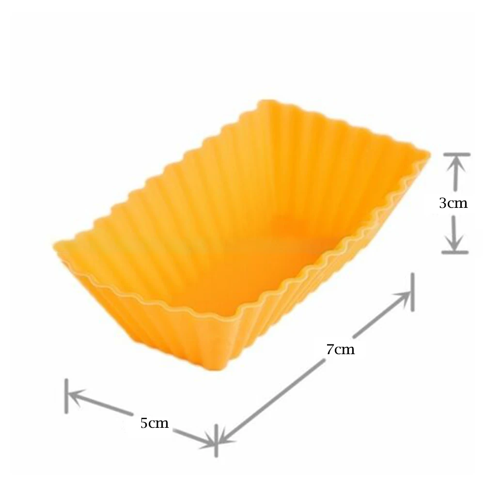

6PCS Silicone Rectangle Cake Mould Soft Muffin Cupcake Liner Bake Cup Mold DIY Cake Mold Cake Decorating Tool Bakeware