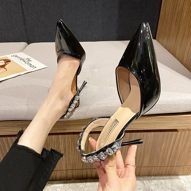 

Hot Women Exquisite Mid-heel Womens Summer Korean Fashion High-heeled Pointed Toe Hollow Stiletto Stiletto Womens Sandals