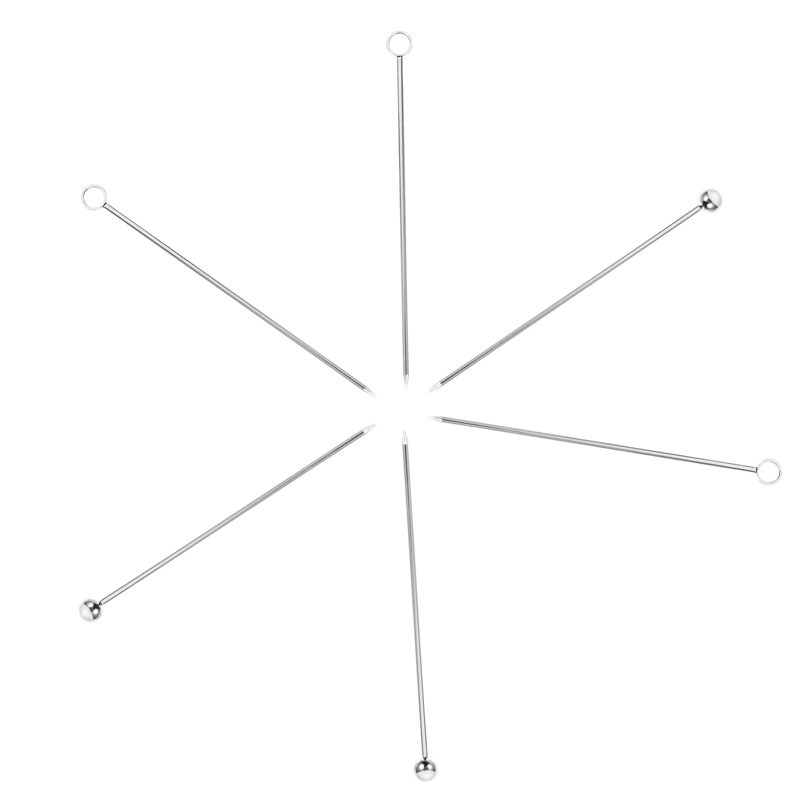 

6 Pcs Stainless Steel Fruit Needle Coffee Drink Sticks Decorative Picks Cocktail Metal