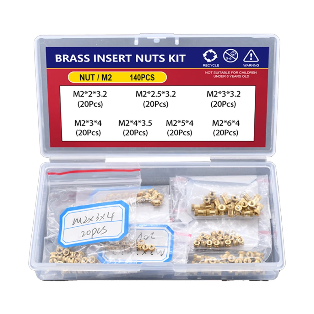 

M2 M2.5 M3 M4 M5 M6 гайка с кольцевой вставкой из латуни для 3D-принтера, ноутбука, термоплавкий нагреватель, гайка, Резьбовая Встраиваемая рифленая гайка