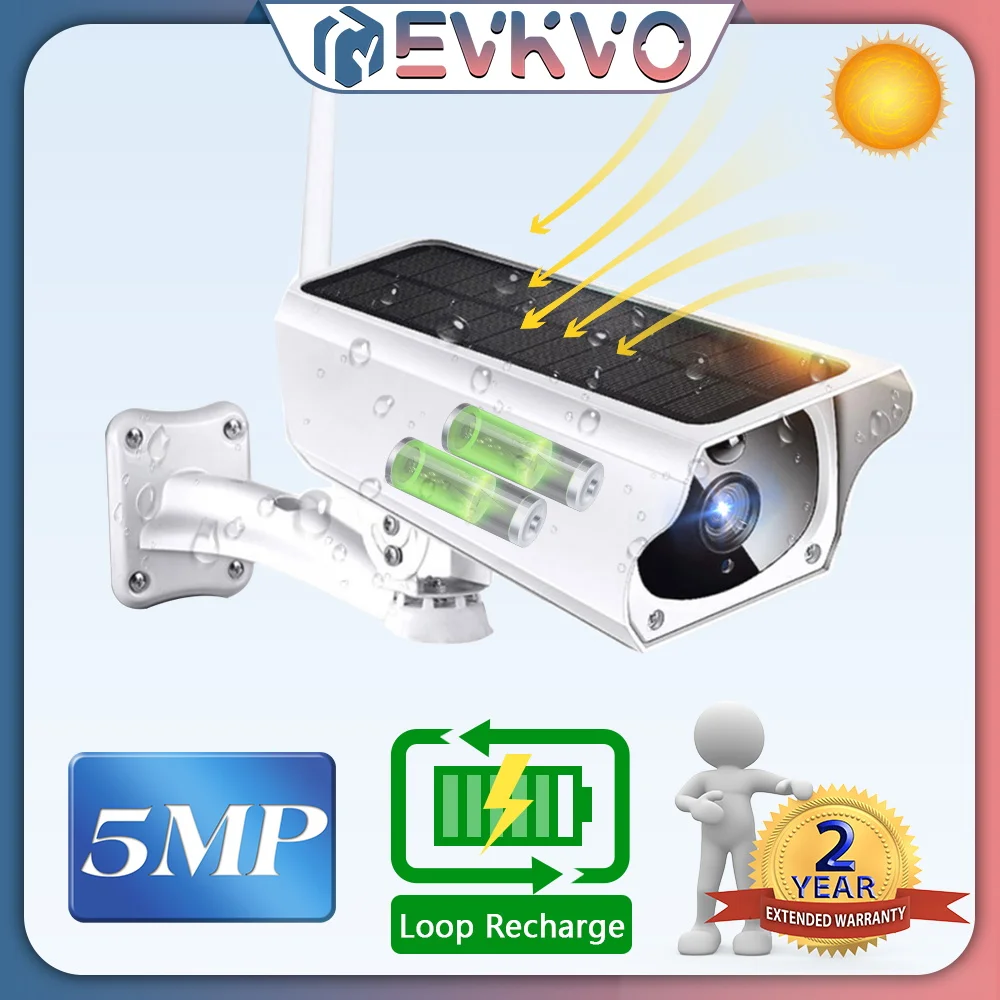 5mp outdoor solar security camera wireless wifi camera solar panel rechargeable battery bullet pir motion alarm surveillance cam free global shipping