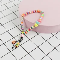 fashion trendy colorful acrylic beads mobile phone chain for women girls cellphone strap anti lost lanyard hanging cord jewelry