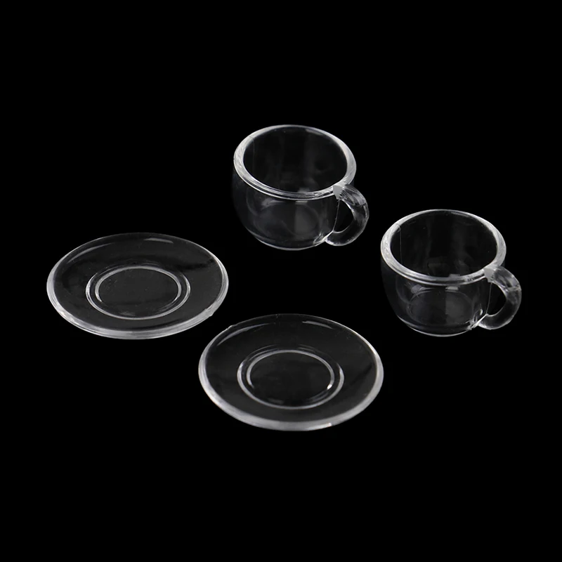 

4Pcs 1:12 Dollhouse Mini Transparent DIY Pretend Play Kitchenware Toy Drink Cups Dish Tableware Miniatures