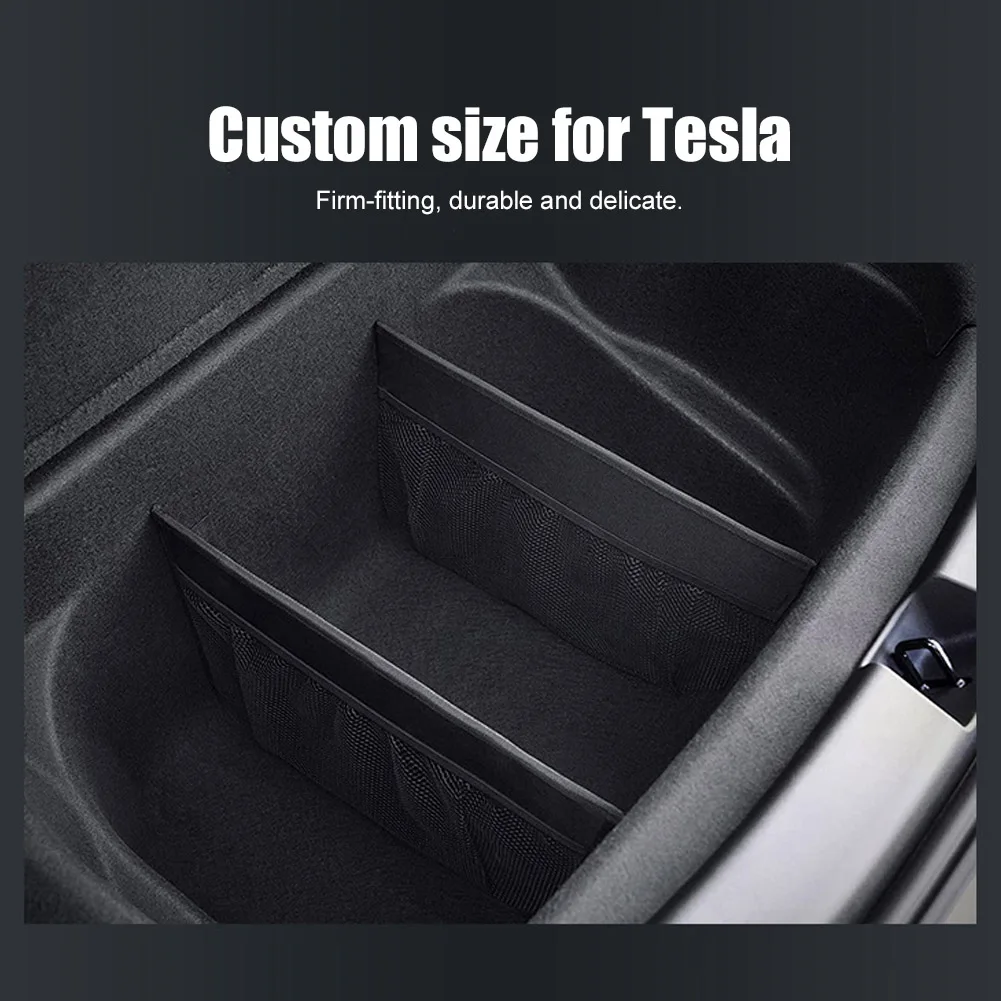 

For Tesla Model 3 Model Y Car Rear Trunk Organizer 43x27cm Storage Box Divider with Mesh Pocket Sub Trunk Auto Accessories