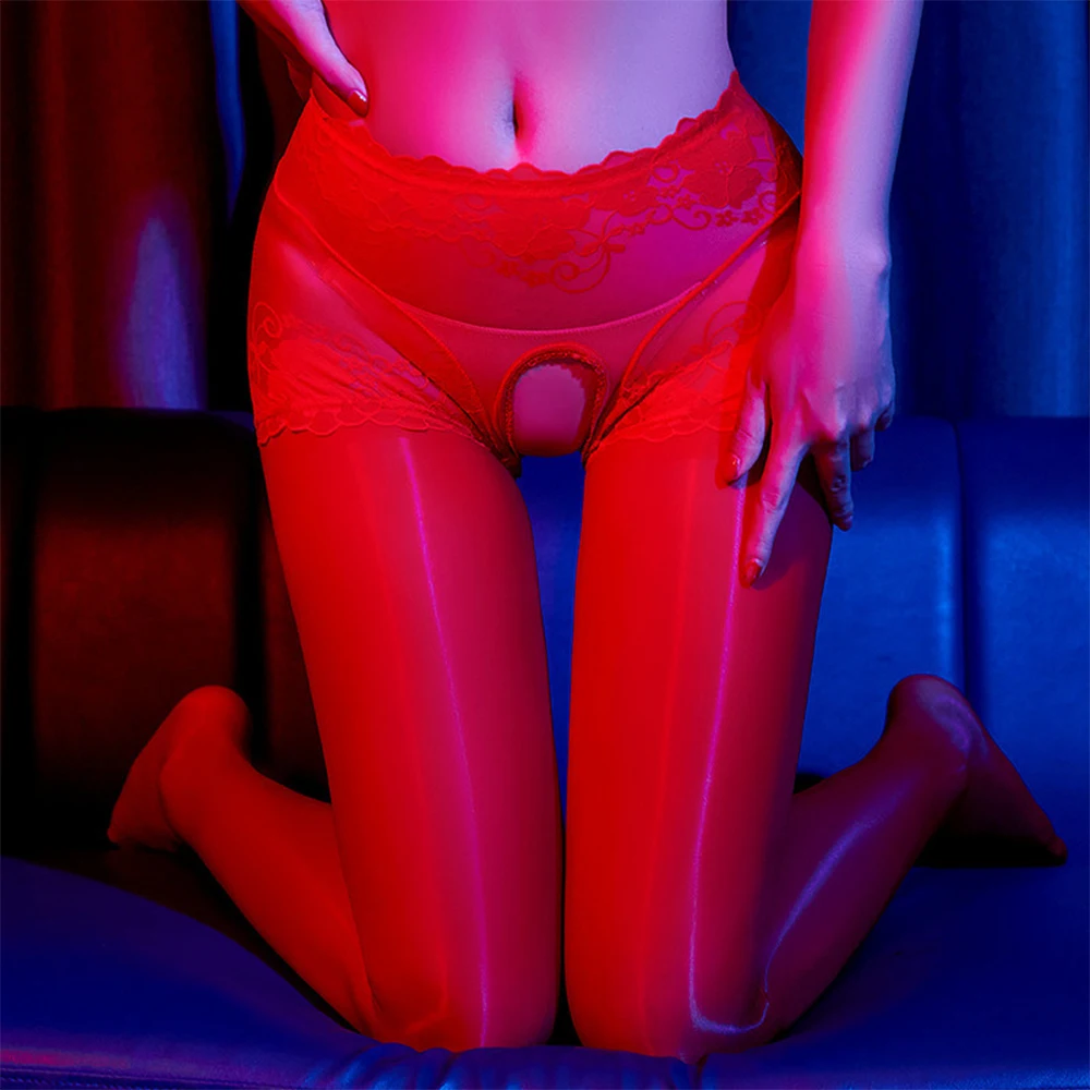 

Men Sissy Gay See Through Glossy Lace Sexy Tights Open Crotch Underwear Panties Smooth Pantyhose Luster Stockings Clubwear M-XL