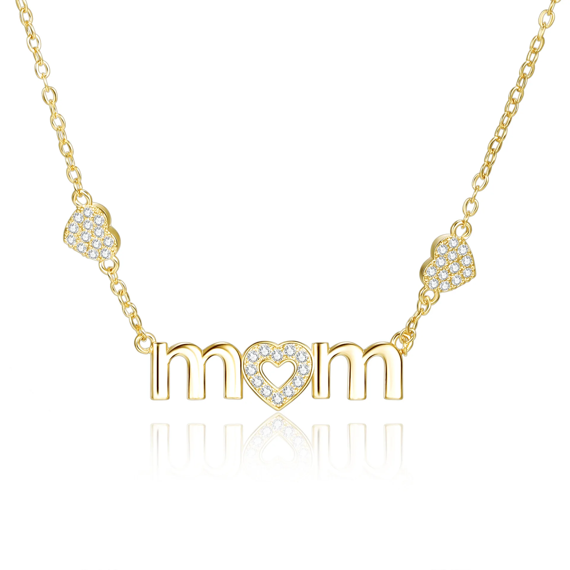DUOYING Custom MOM Necklace Personalized Cubic Zirconia Mommy Pendant Capital Letter Jewelry For Monther's Day Gift