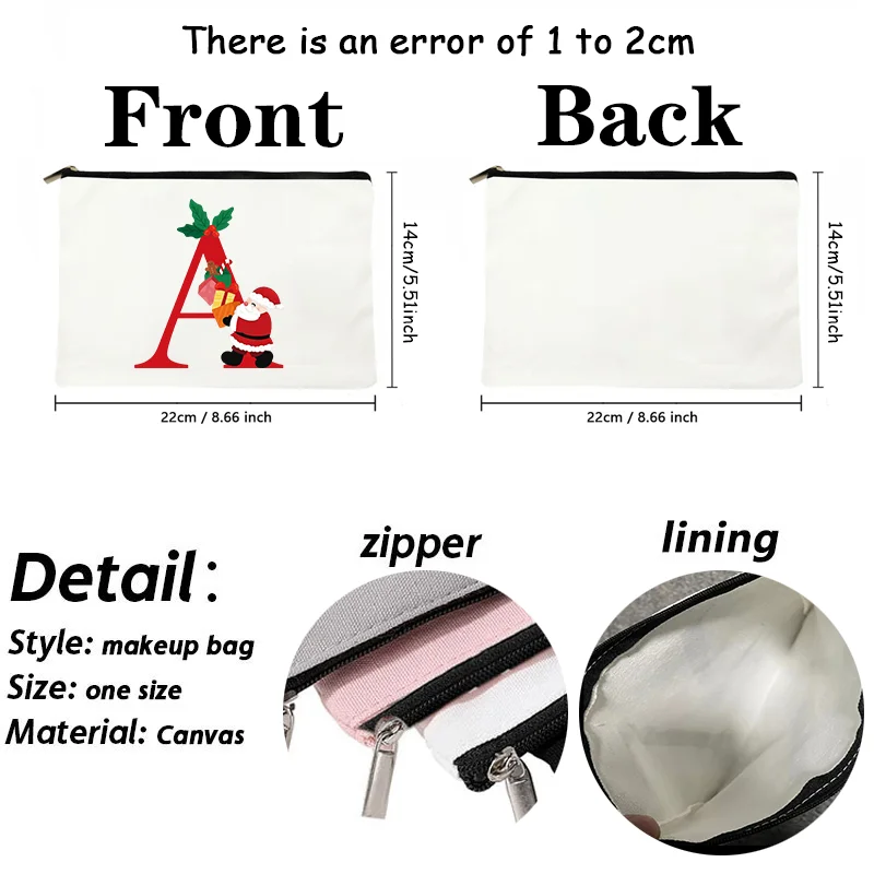 Рождественская косметичка с буквами A-Z маленькая холщовая многоразовые