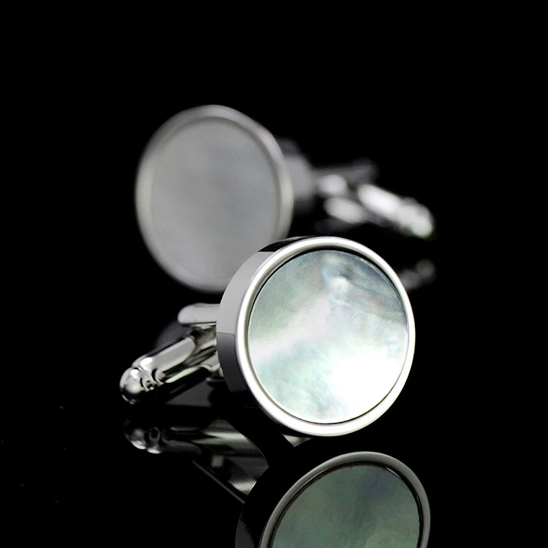 

Классические запонки в виде белого ракушки, круглые запонки в виде глубоководной морской фритильи для мужчин и женщин, запонки во французск...