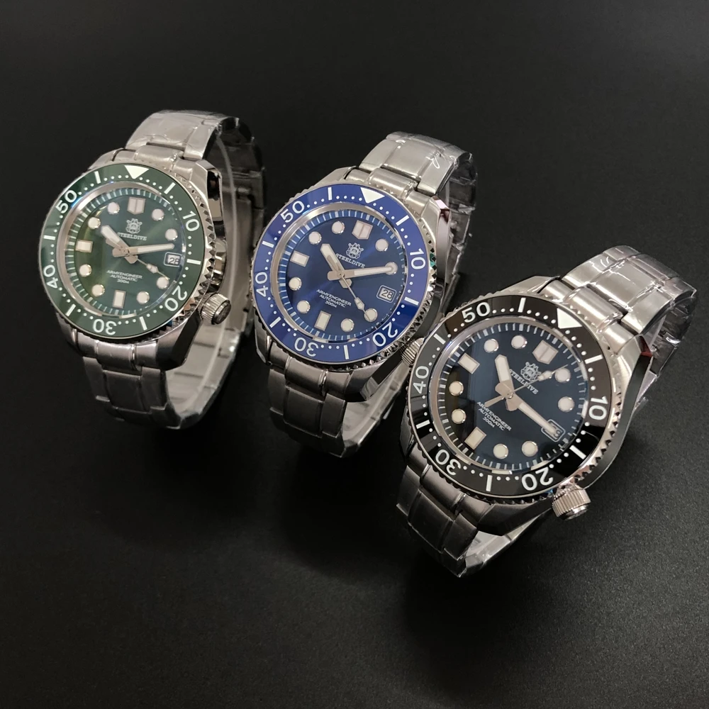 Роскошные повседневные деловые механические часы STEELDIVE SD1968 SBDX001 для мужчин