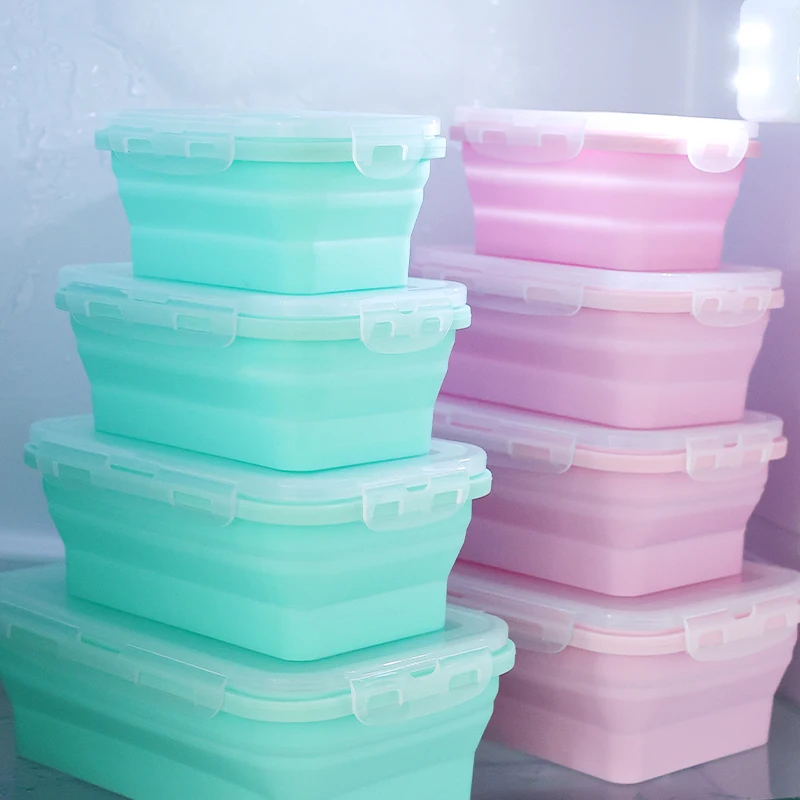

Silicone Folding Lunch Box Refrigerator Storage Microwave Heating Portable Outdoor Food Storage Container Lunch Box Kitchen Tool
