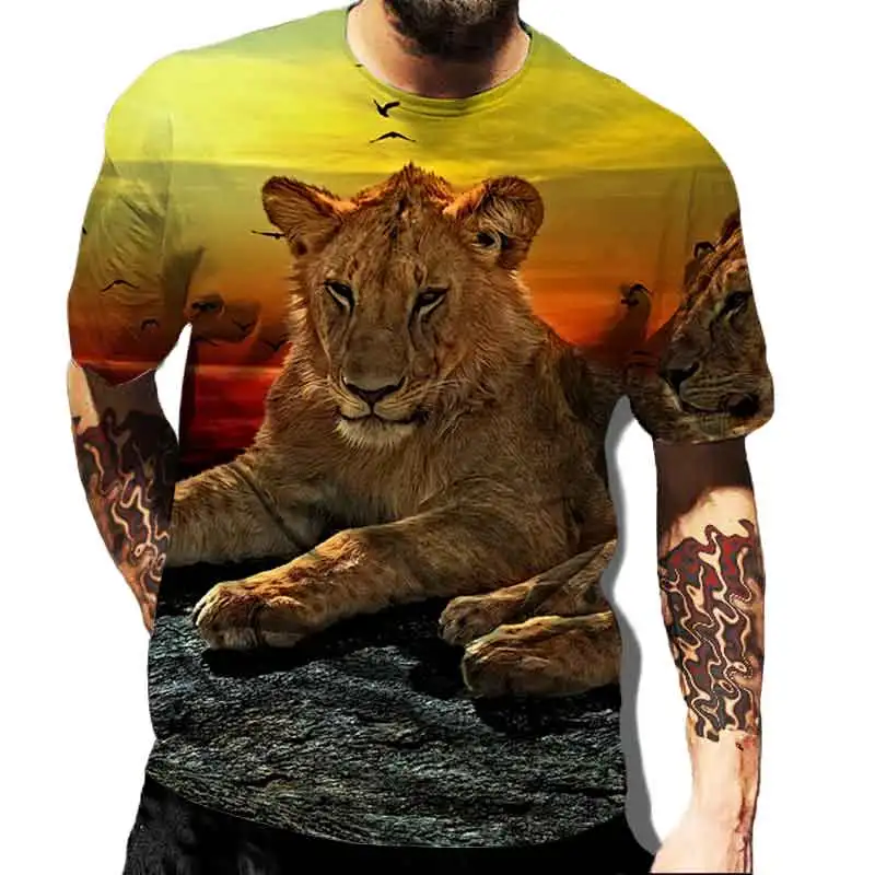 

Lion 3D T Shirt Men Women Children Summer Fashion Short Sleeve Printed Animal T-Shirt Cool Tops Tees Boy Girl Kids Clothing